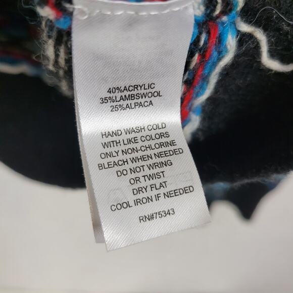 Telluride Sweater Girls XL Black White Lambswool Fair Isle Snowflake 1/4 Zip - Picture 6 of 6